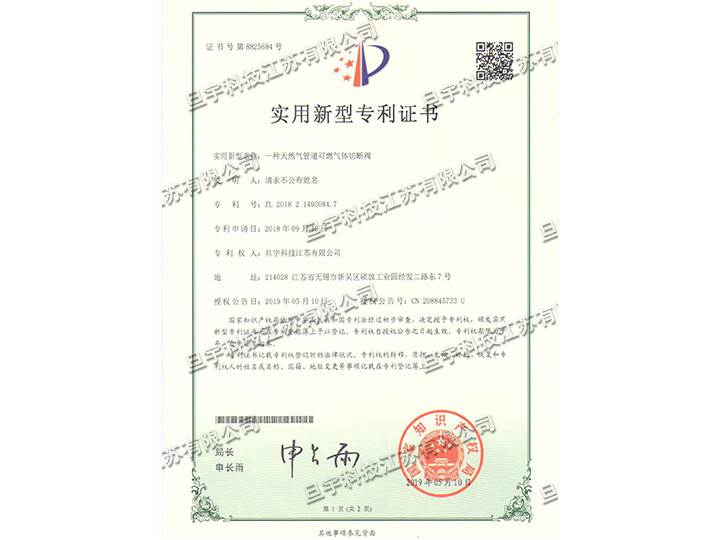 實(shí)用新型專利證書